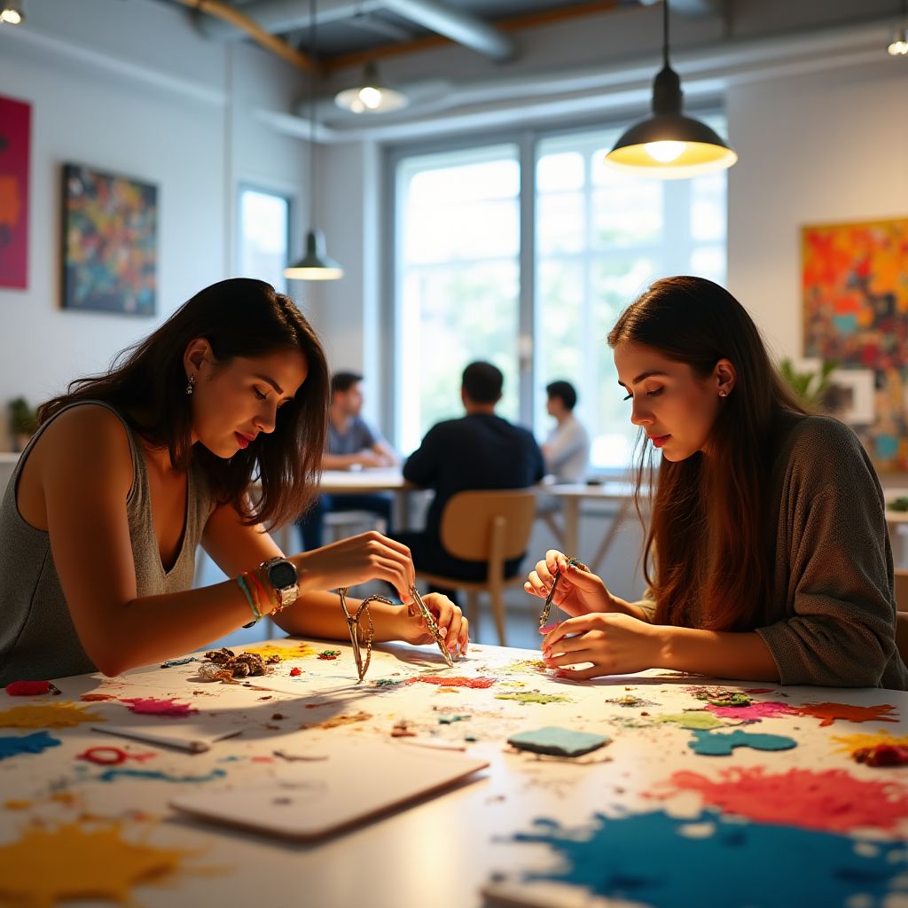 Estudantes trabalhando em projetos inovadores